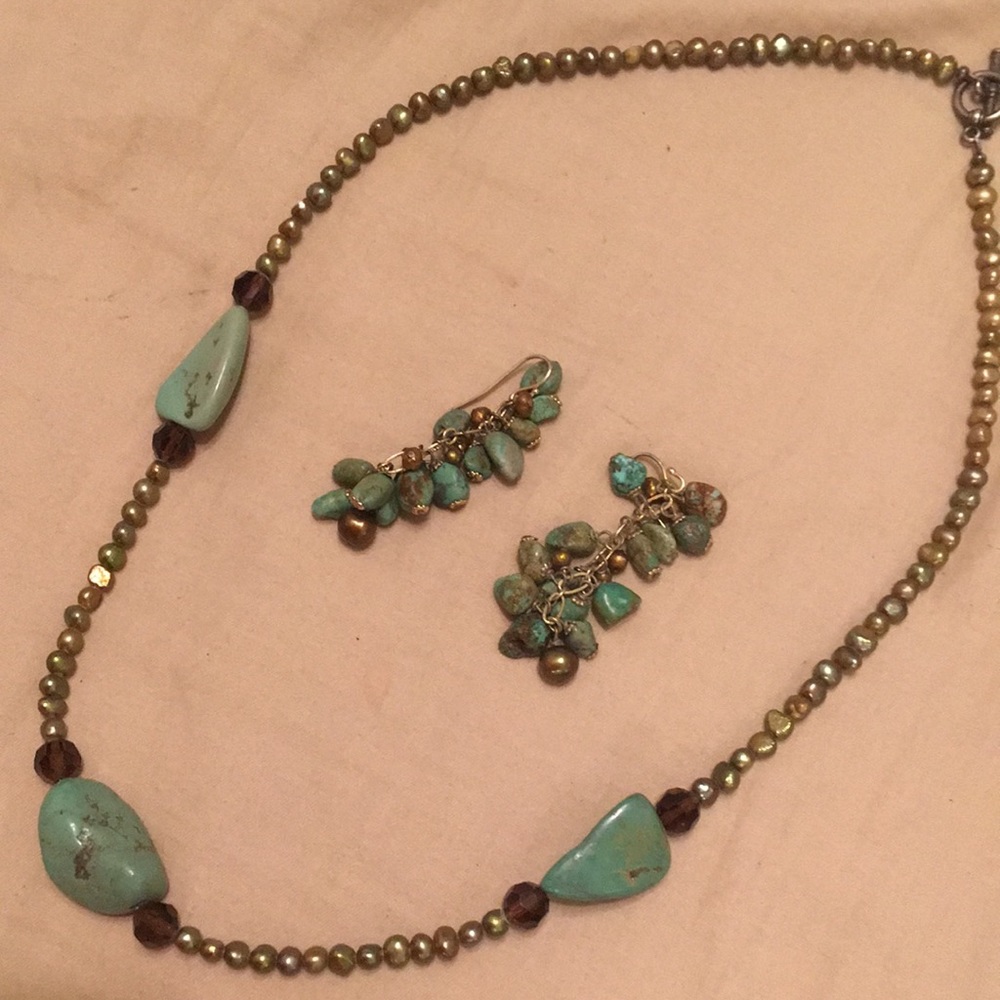 turquoise and freshwater pearls with earrings